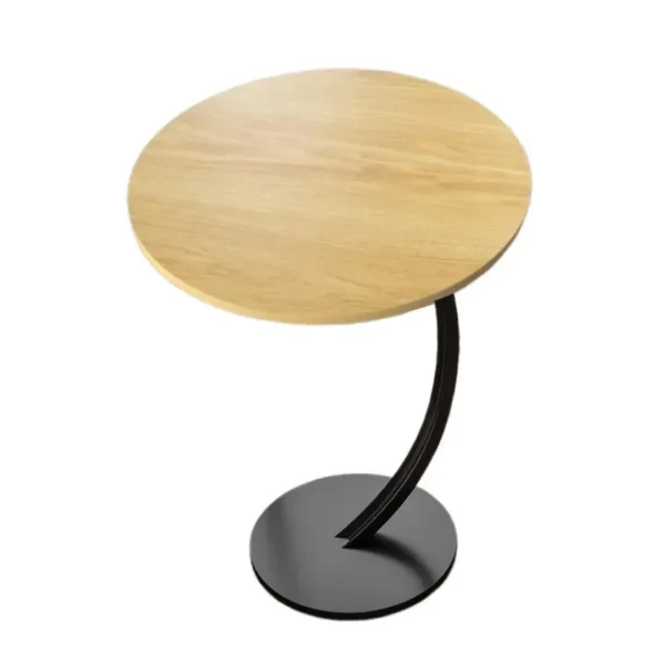 C Shaped Snack Side Table for Sofa Couch Small End Table for Living Room Bedroom – Brown – Black