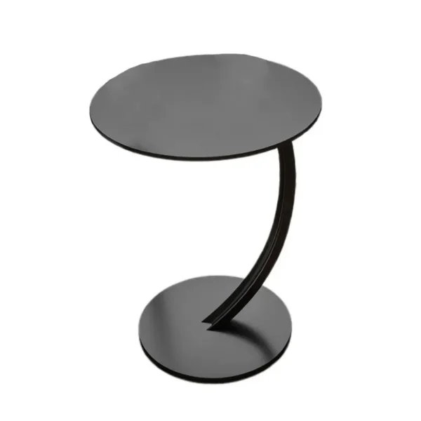 C Shaped Snack Side Table for Sofa Couch Small End Table for Living Room Bedroom – Black – Black