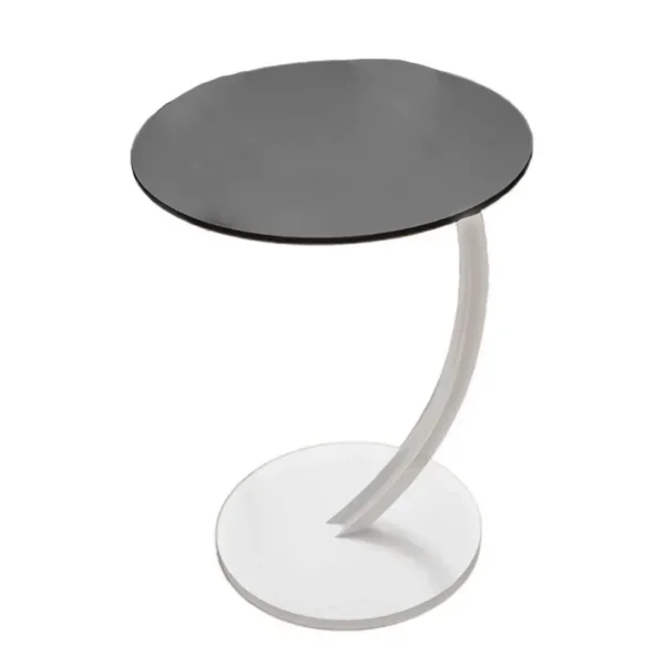 C Shaped Snack Side Table for Sofa Couch Small End Table for Living Room Bedroom – Black – White