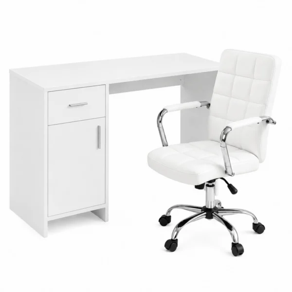 Artiss Office Desk and Chair Set 100 cm Computer Desk PU Leather Office Chair