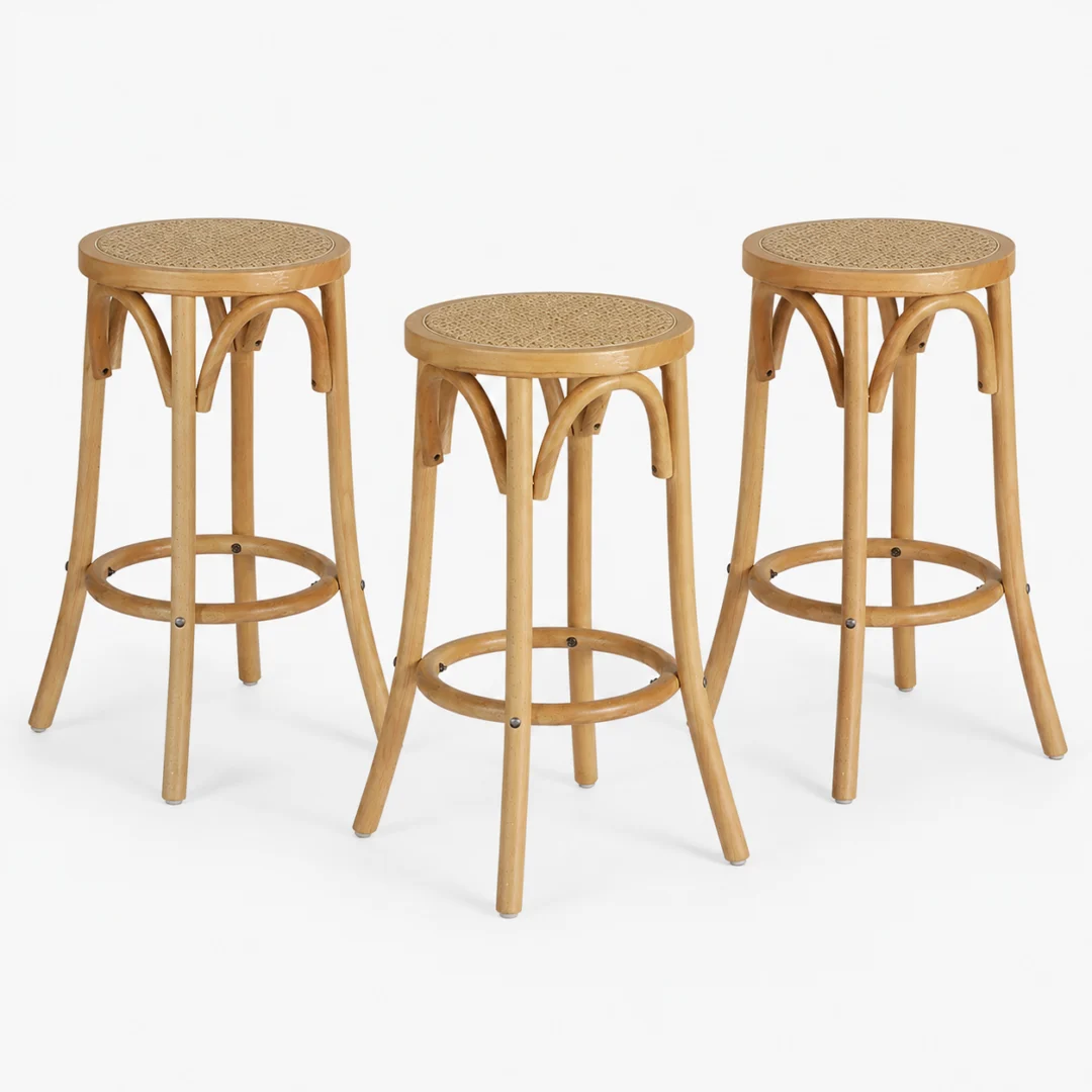Artiss Bar Stools Set of 3 Kitchen Wooden Bar Stool Dining Chair 65 cm