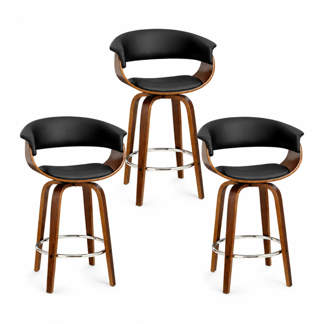 Artiss Bar Stools Set of 3 Kitchen Wooden Bar Stool Dining Chair 65 cm