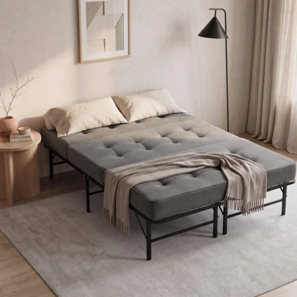 Giselle Double Folding Bed with Mattress Metal Frame Guest Bed 15 cm Foam Foldable