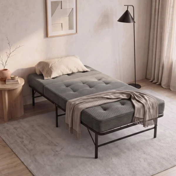 Giselle Single Folding Bed with Mattress Metal Frame Guest Bed 15 cm Foam Foldable