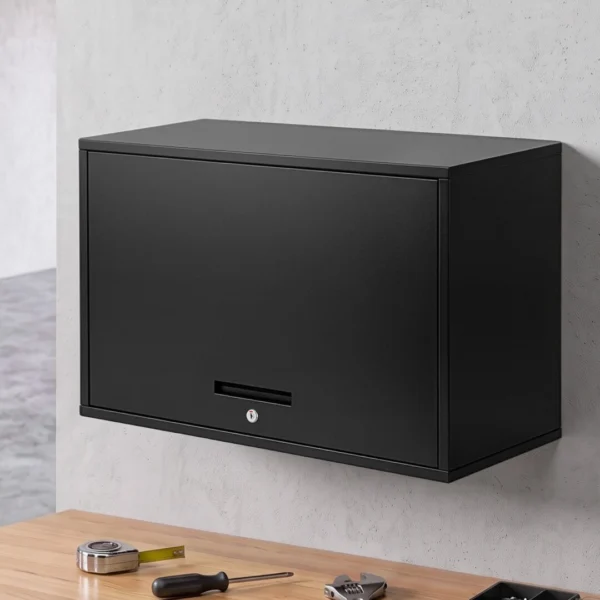 Giantz Wall Mount Steel Tool Cabinet Garage Storage Box Lockable Overhead Shelf – Black
