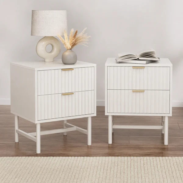 Artiss 2X Bedside Table White Nightstand 2 Drawers