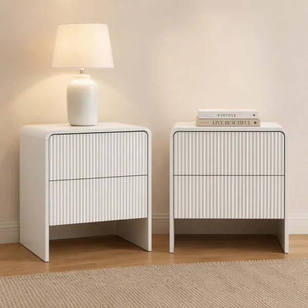 Artiss 2x Bedside Table 2 Drawers – Beige