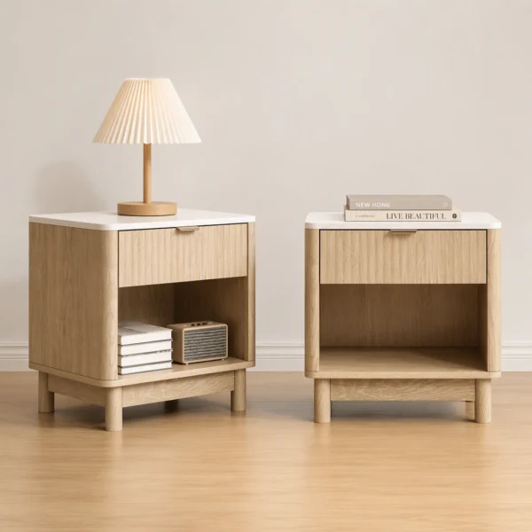 Artiss 2X Bedside Table Nightstand 1 Drawer Shelves – Pine