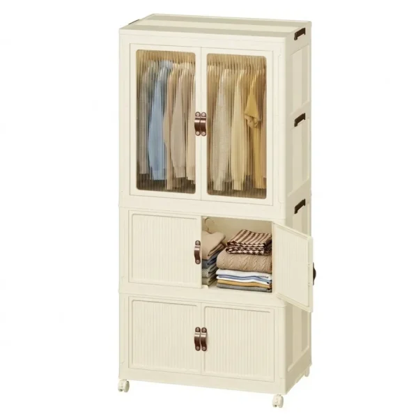 CARLA HOME 3 – Tier Foldable Wardrobe Cabinet – White – Plastic – Clothe Storage