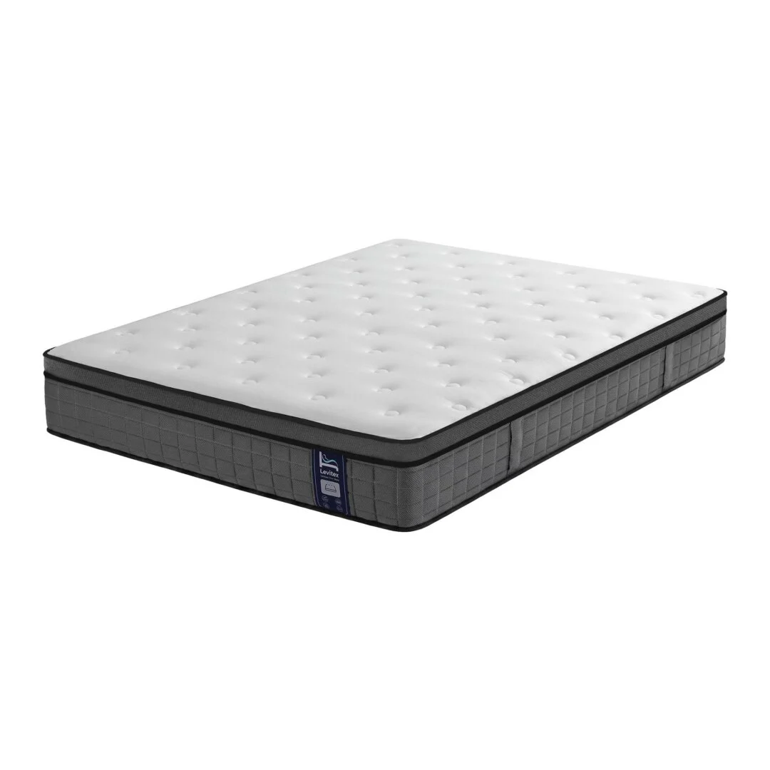 Levitex Double Mattress 2 Rows Edge Support for Deep Sleep 5-Zone Ergonomic Pocket Spring Breathable Corrugated Sponge Medium Firm 30 cm
