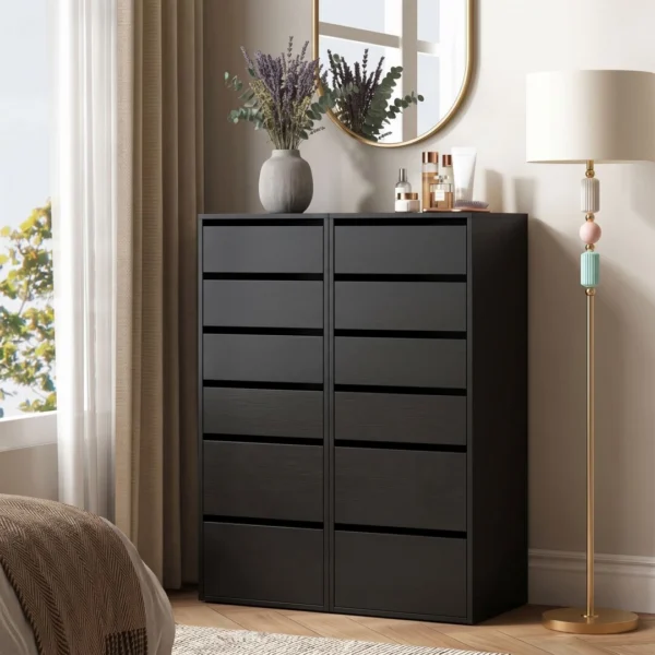 Artiss 2x Chest of 6 Drawers Dresser Tallboy – Black
