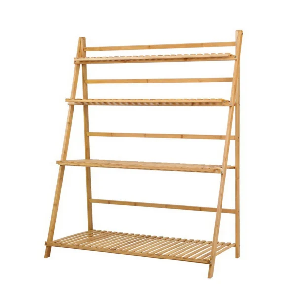 Artiss Plant Stand 4 Tier Bamboo Slat Flower Pot Shelf – Pine