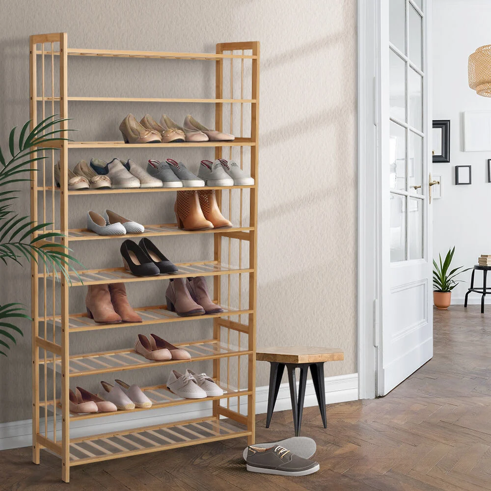 Artiss Shoe Rack Cabinet Bamboo 10-Tier 50 Pairs