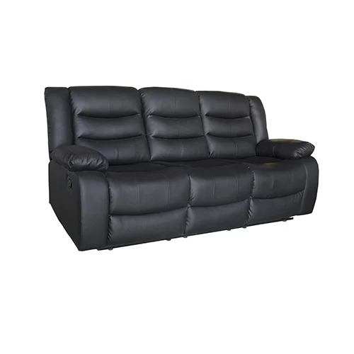3 Seater Recliner Sofa in Faux Leather Lounge Couch in Black