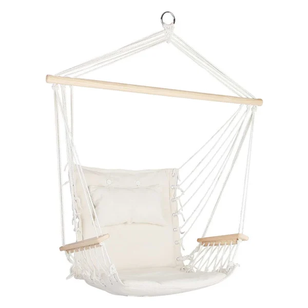 Gardeon Hammock Chair Hanging with Armrest Camping Hammocks – Cream