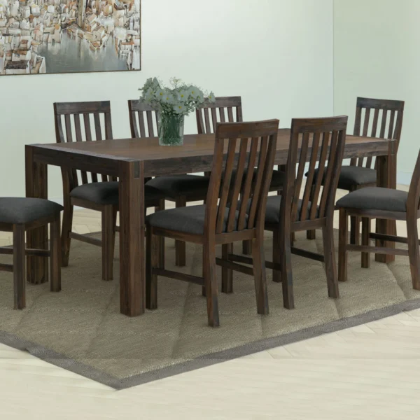 Dining Table 210 cm Large Size with Solid Acacia Wooden Base in Chocolate Colour