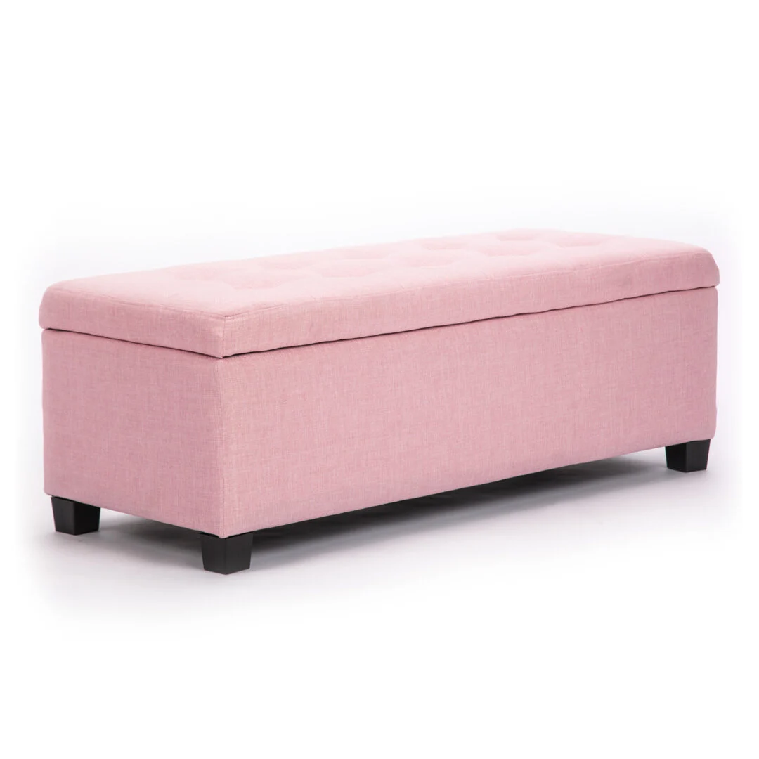 Storage Ottoman Stool 102 cm Fabric – Pink