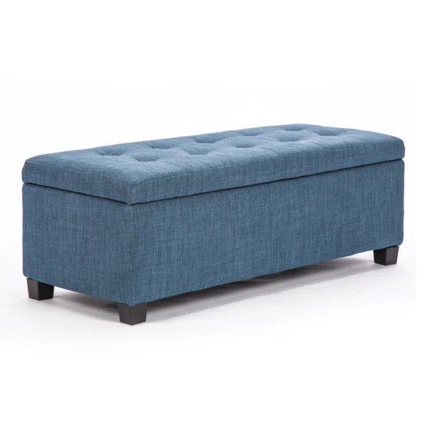 Storage Ottoman Stool 102 cm Fabric Dark Blue