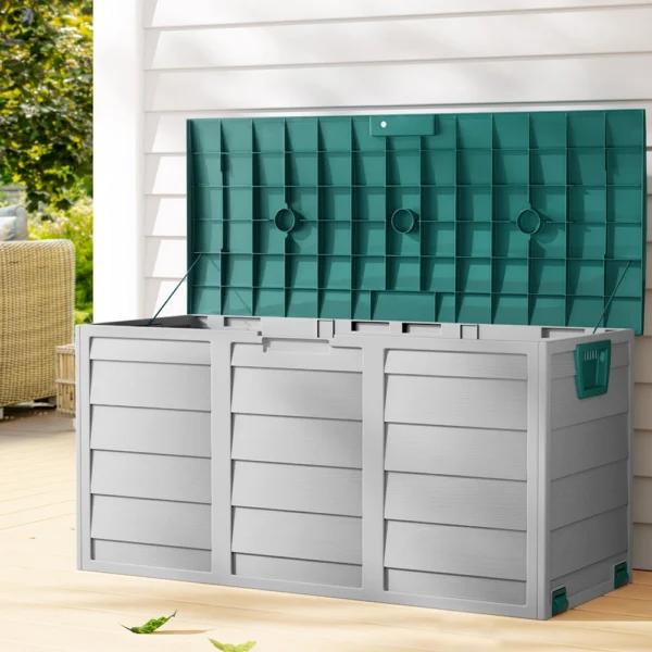 Gardeon Outdoor Storage Box 290L Lockable Organiser Garden Deck Shed Tool – Green
