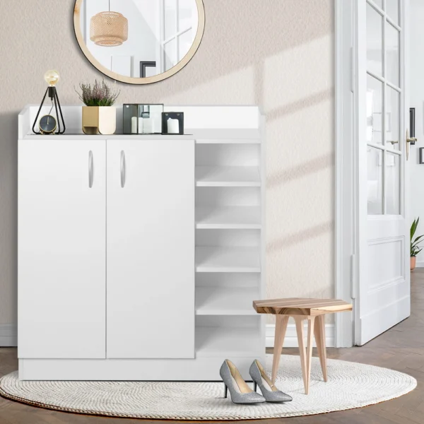 Artiss Shoe Rack Cabinet 21 Pairs Adjustable Shelves White Clair