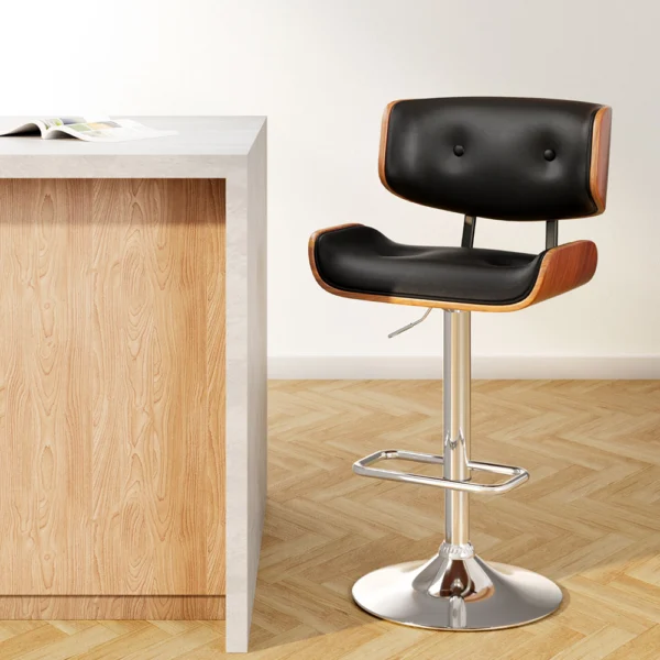 Artiss Bar Stools Gas Lift PU Leather – Black