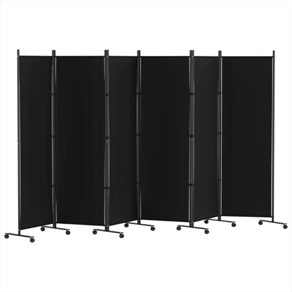 Artiss 6 Panel Room Divider Screen 323 cm Wheel Fabric – Black