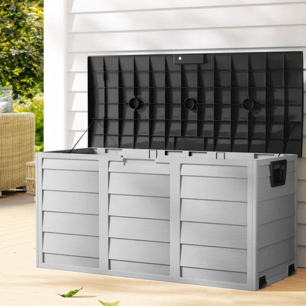 Gardeon Outdoor Storage Box 290L Lockable Organiser Garden Deck Shed Tool – Black