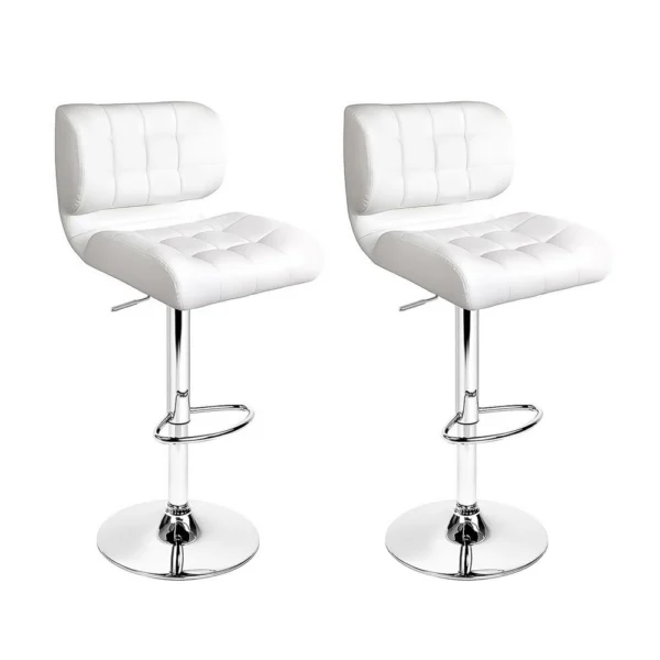 Artiss 2x Bar Stools Gas Lift PU Leather Padded – White