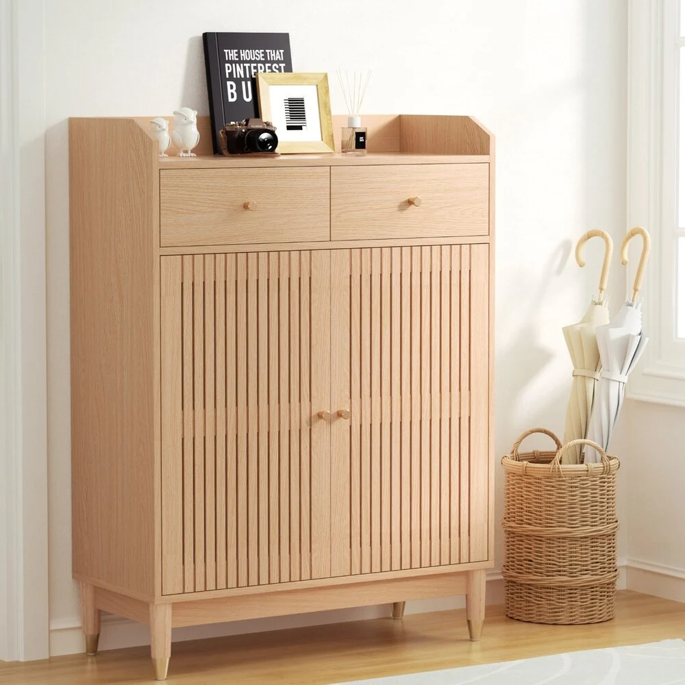 Artiss Shoe Rack Cabinet 4-Tier 16 Pairs – Pine