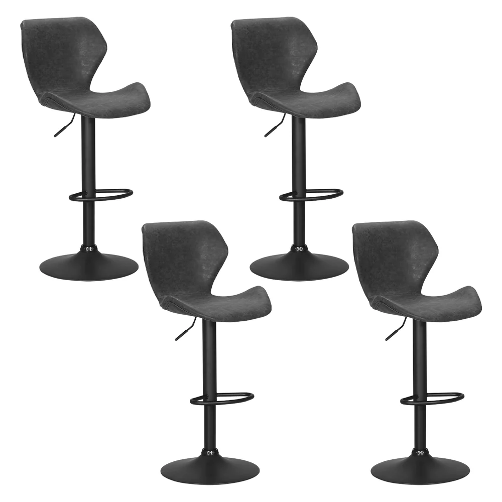 Artiss 4x Bar Stools Vintage Leather Gas Lift – Black