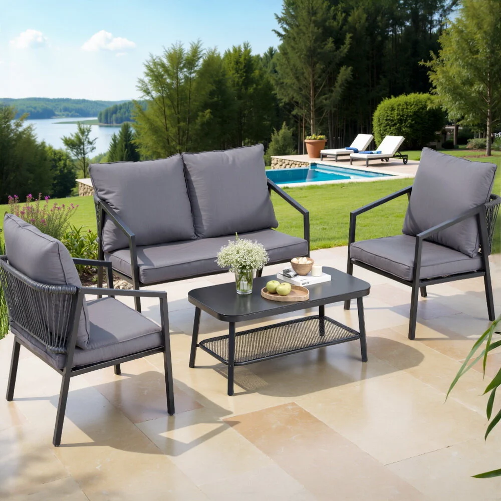Gardeon 4 Seater Outdoor Sofa Set 4-Piece Table Chair Setting Patio Furniture