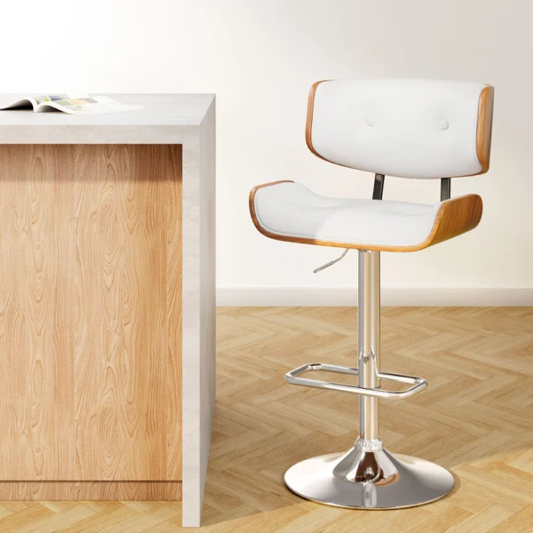Artiss Bar Stools Gas Lift PU Leather – White