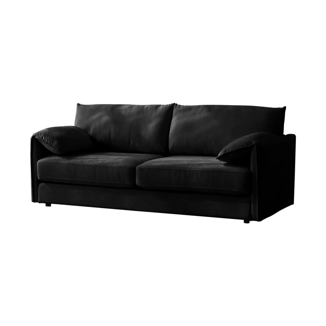 3 Seater Multifunctional Sofa Bed Fabric Upholstery New Foam Pocket Spring – Black