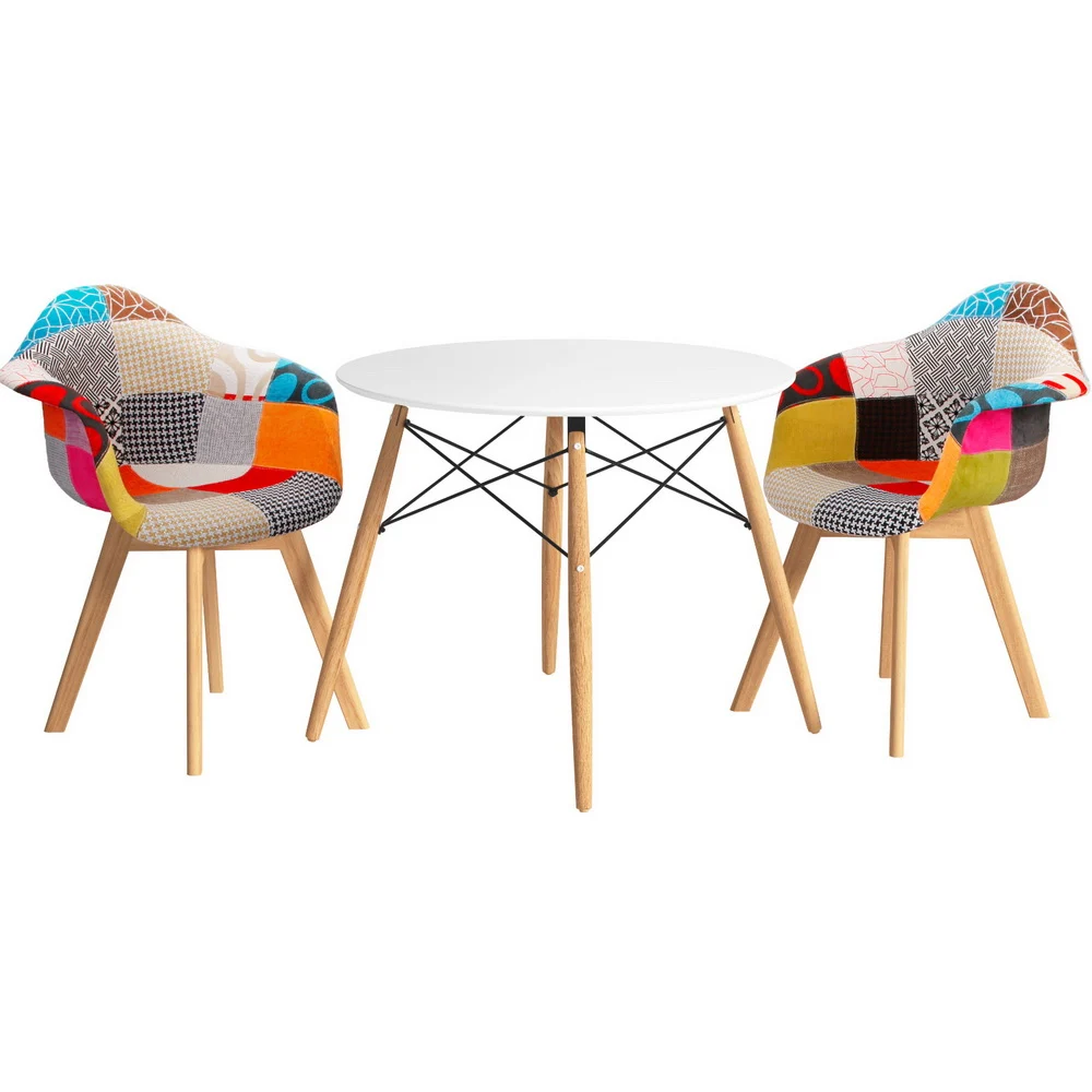 1 Artiss Dining Table and 2 Chairs Set DSW 90 cm