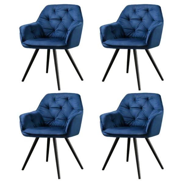 Artiss Dining Chairs Set of 4 Velvet Diamond Tufted Armchair – Blue