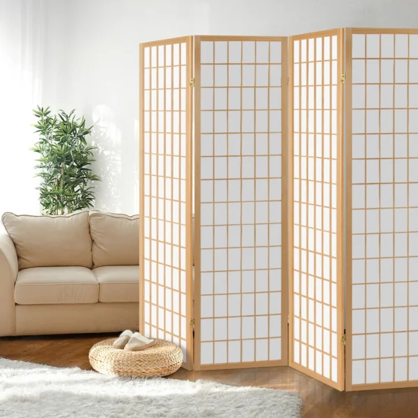 Artiss 4 Panel Room Divider Screen 174x179 cm – Natural