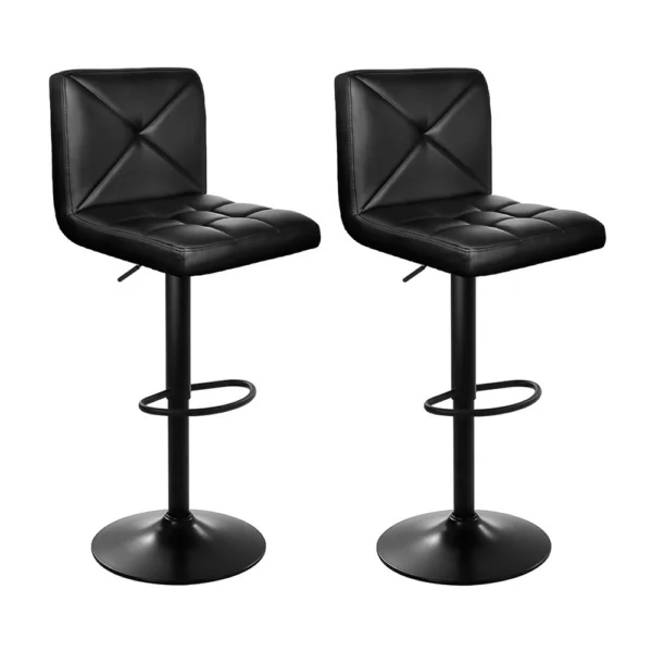 Artiss 2x Bar Stools Kitchen Dining Chairs Gas Lift Stool PU Leather – Black