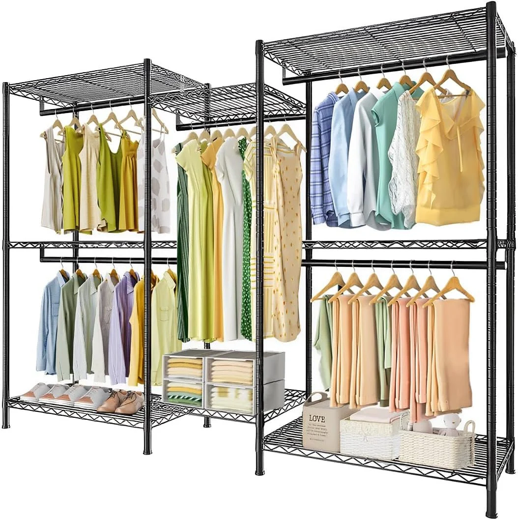 CARLA HOME Heavy Duty Clothing Garment Rack Organiser with Hanging Rods & Storage Shelves for Clothes, Shoes & Wardrobe