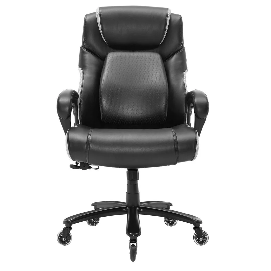 Heavy Duty Executive Office Chair with Cutting-Edge Adjustable Lumbar Support for Long Hours, Big and Tall 181.4 kg Office Chair, Wide Thick Padded Strong Metal Base Quiet Wheels