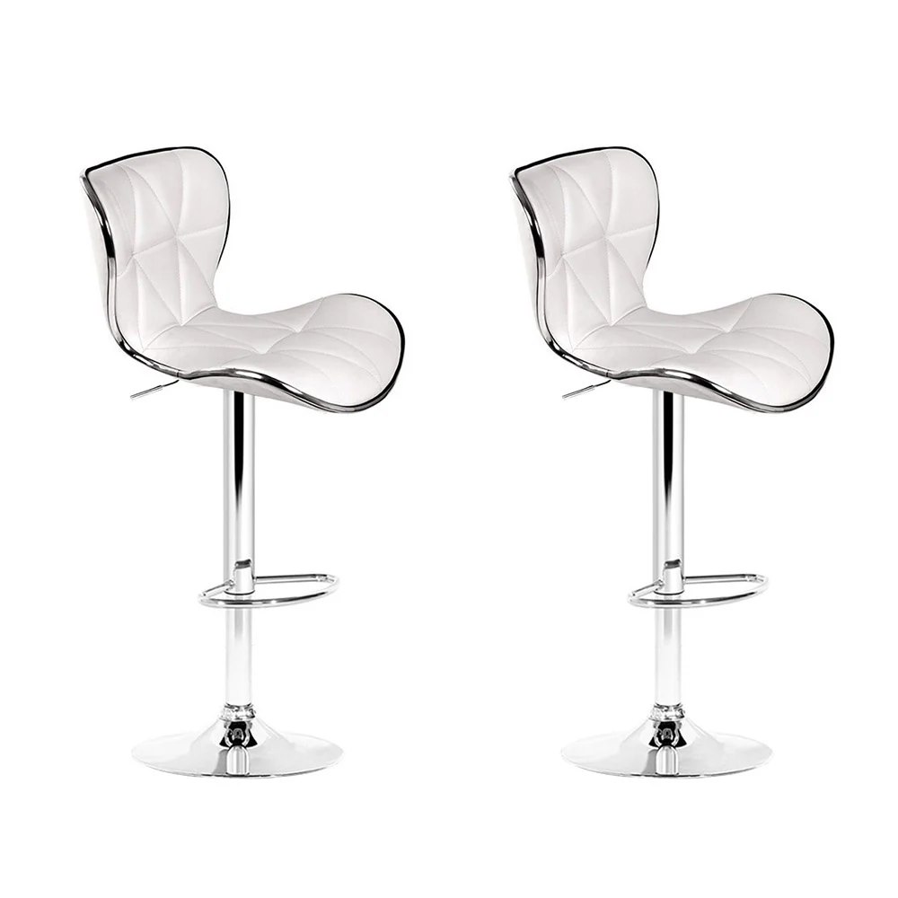 Artiss 2x Bar Stools Gas Lift PU Leather Seat – White
