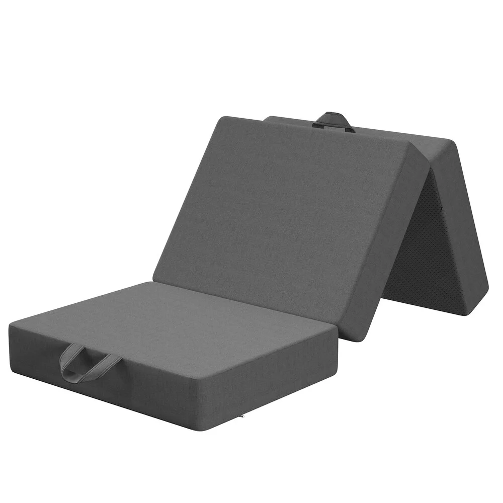 15 cm Small King Single BedStory 3-Fold Mattress Folding Foam Bed Washable Cover, 190x80 cm