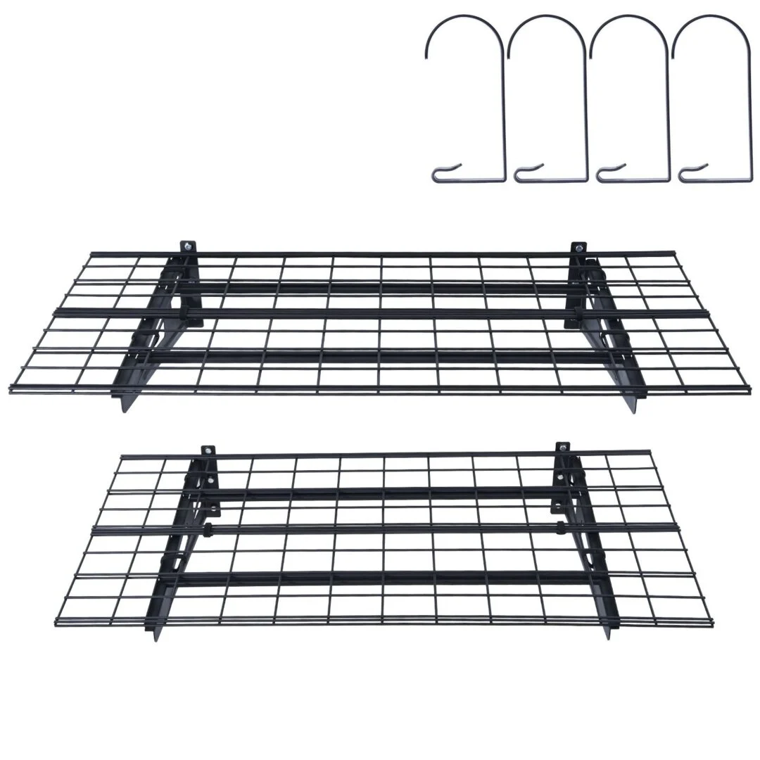 Garage Storage Shelving, 2 Pack, 183 x 61 cm Heavy Duty Garage Shelves Wall Mounted, 454 kg Load Capacity(Total) Garage Storage Rack Floating Shelves, Suitable for Shop, Shed, Garage Storage