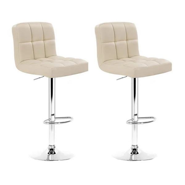 Artiss 2x Bar Stools PU Leather Gas Lift – Beige