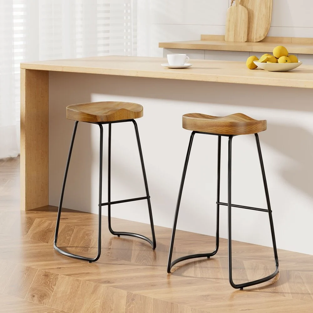 Artiss 2x Bar Stools Tractor Seat 75 cm Wooden