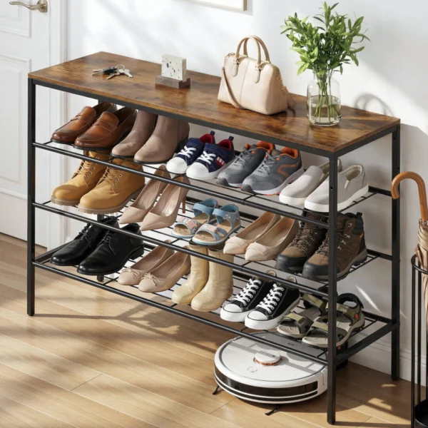 Artiss Shoe Rack 4 Tier Storage Organiser – Walnut