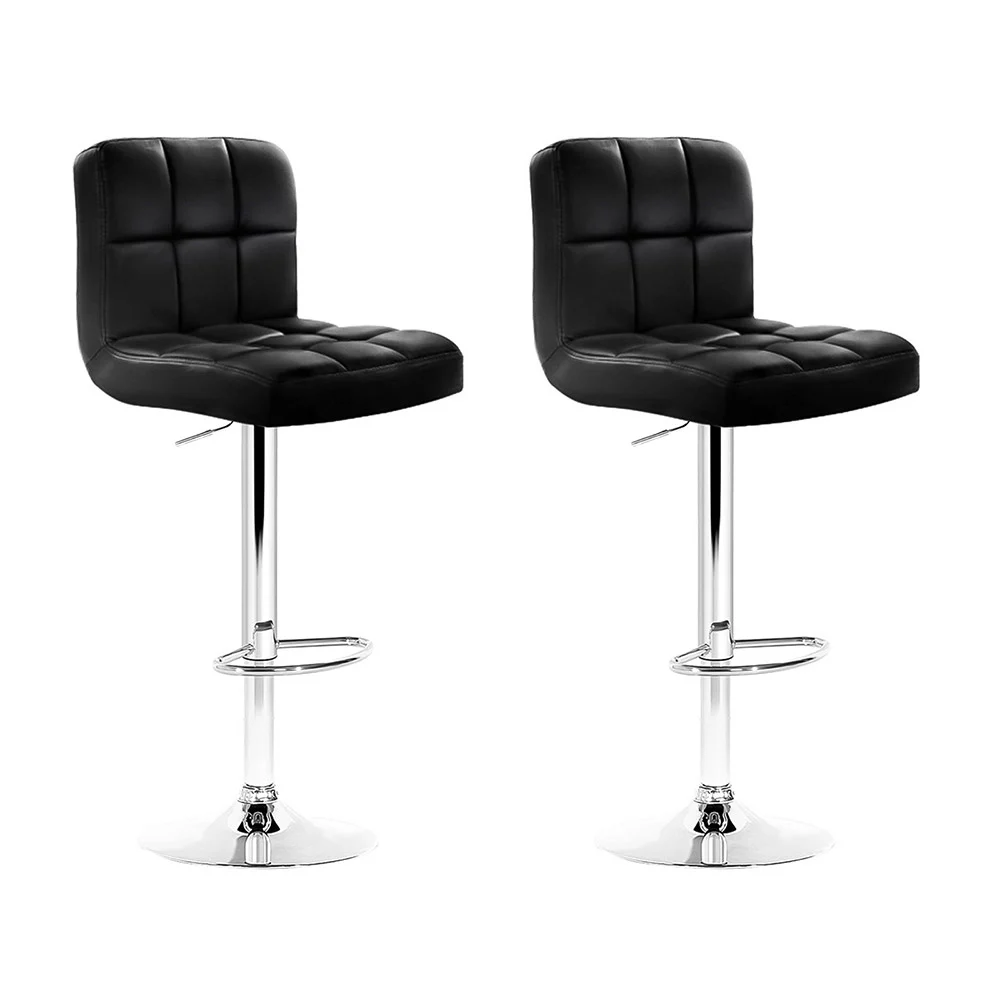 Artiss 2x Bar Stools PU Leather Gas Lift – Black