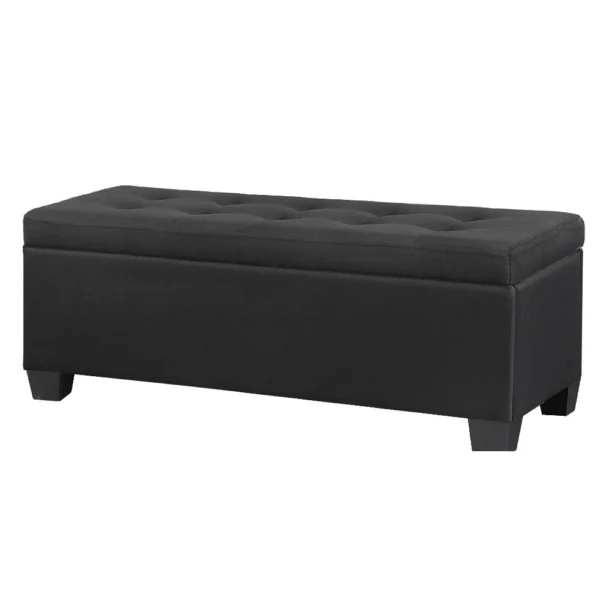 Artiss Storage Ottoman Blanket Box 97 cm Linen – Black