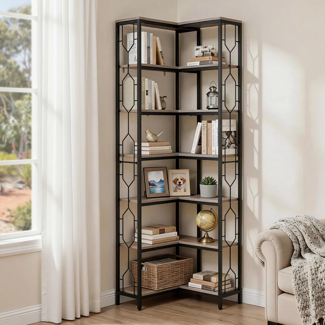 Artiss 6 Tiers Bookshelf Corner Shelf Bookcase Display Shelves – Oak