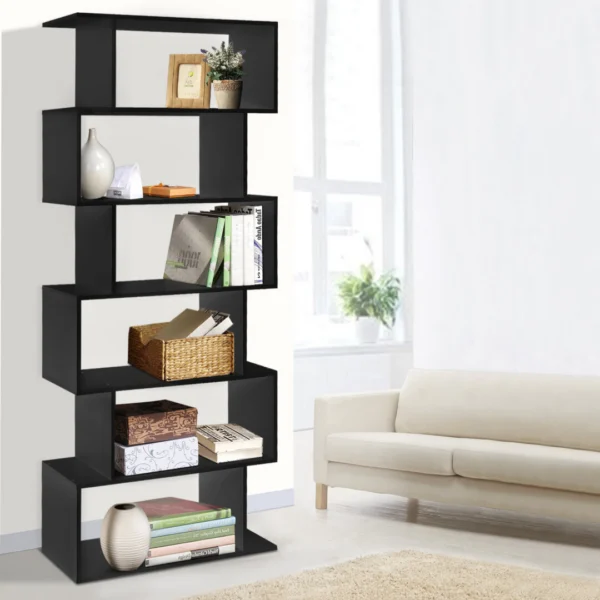 Artiss RIVA Bookshelf 6 Tiers – Black