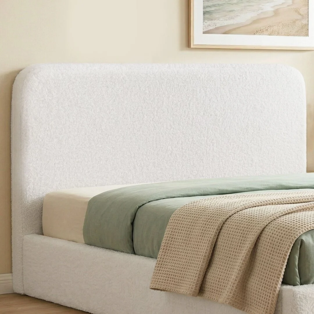 Artiss Double Headboard for Bed Frame Boucle Fabric No-Assembly Vacuum Compressed Soft Backrest with Removable Washable Cover 155 cm Wide